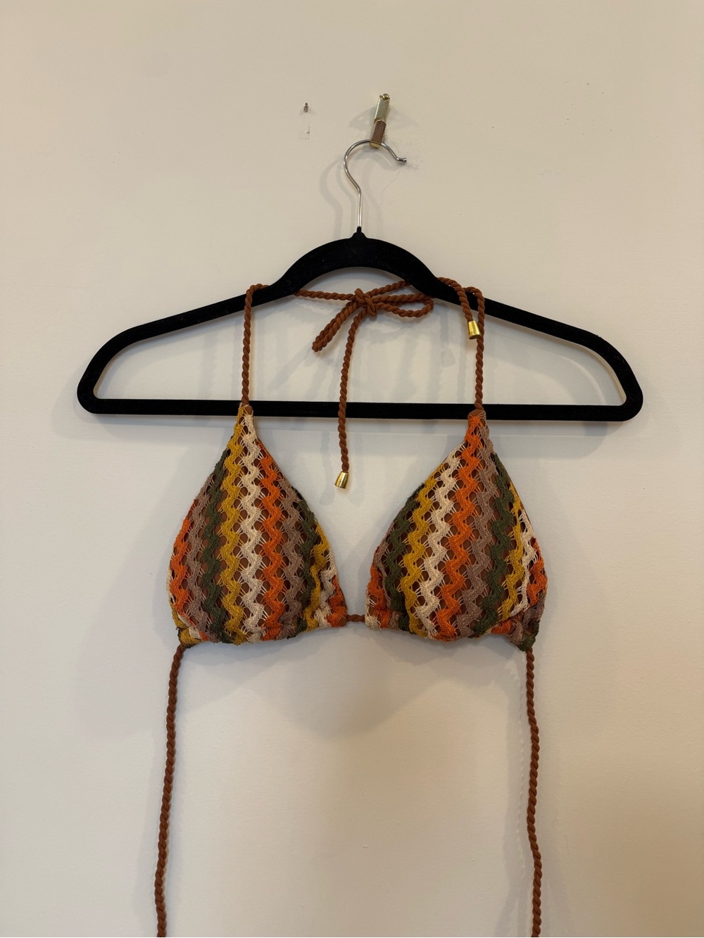 Crochet Zigzag Triangle Bikini Top - Multi-Color